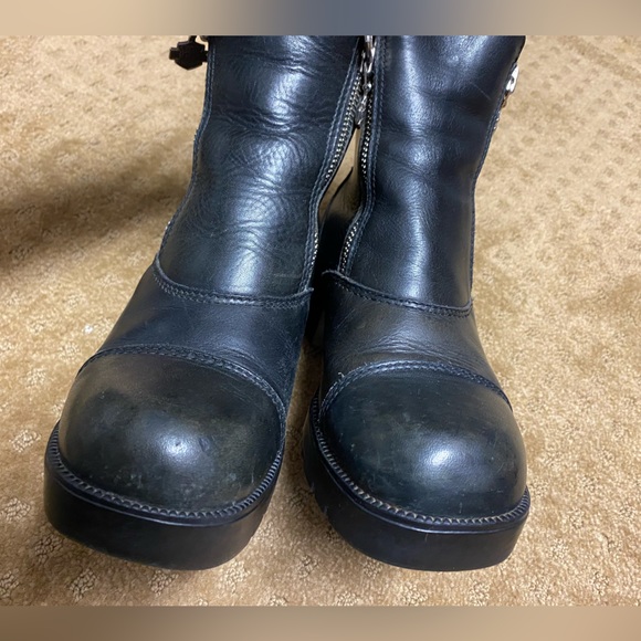 Harley Davidson biker boots black leather double zip chunky size 6.5 like new! - Picture 12 of 16